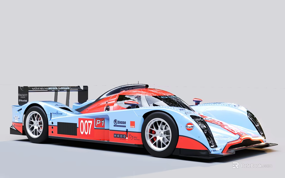 Blue And Red Racing Car With Number 007 3d model 