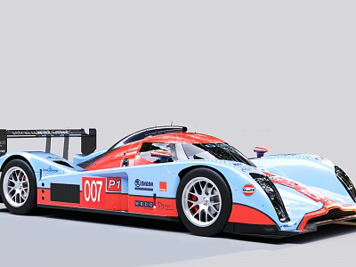Blue And Red Racing Car With Number 007 3d model