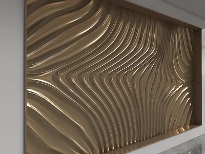 Modern Gold Wavy Feature Wall Design With Smooth Curves And Metallic Finish 3d model
