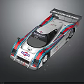 Marchin Racing VAV Shell Sponsored White Racing Car With Rear Wing And Red Blue Stripes