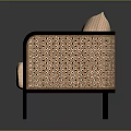 Modern Peach Armchair with Black Frame and Perforated Dot Pattern on Armrest and Backrest