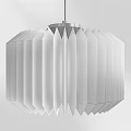 Modern White Pleated Pendant Light With Gold Metal Top And Hanging Design