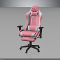 Pink Gaming Chair With White Stripes Ergonomic Design Headrest And Comfortable Armrests