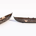 Two Traditional Wooden Boats with Handcrafted Hull and Natural Wood Texture