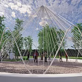 Structures Landscape Pavilion Metal Mesh Tapered Abstract Bamboo Shoots Plastic Art Device Forest Setches 3d model