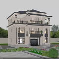 Detached Villa Two Story Exterior With Balcony Landscaped Garden And Front Yard