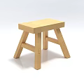 Light Colored Wooden Stool With Simple Design Square Seat And Cross Legs