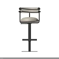 Modern Light Leather Bar Stool With Metal Frame And Armrest Design 3d model