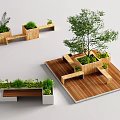 Stylish Wooden Outdoor Chair With Garden Plants Tree And Planters On Deck