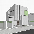 Modern Detached Villa Exterior With White Facade Vertical Lines And Green Living Wall