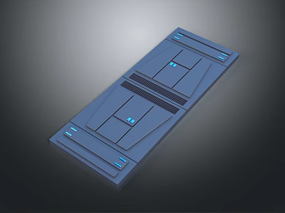 Blue Modern Technical Panel With Rectangular Sections And Ventilation Lines 3d model