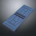 Blue Modern Technical Panel With Rectangular Sections And Ventilation Lines 3d model