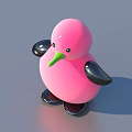Pink Toy Penguin With Black Wings Green Beak And Black Feet