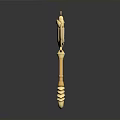 Golden Decorative Household Item With Lotus Shaped Top Long Handle and Base