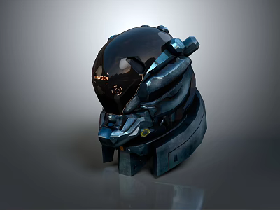 Futuristic Sci Fi Helmet With Metallic Black And Blue Detailed Design 3d model