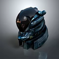 Futuristic Sci Fi Helmet With Metallic Black And Blue Detailed Design