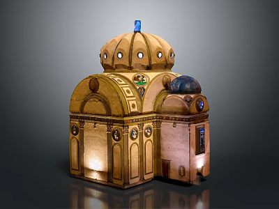 Decorative Vintage Box With Dome Top And Ornate Wooden Details And Lighting Effect 3d model