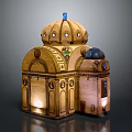 Decorative Vintage Box With Dome Top And Ornate Wooden Details And Lighting Effect