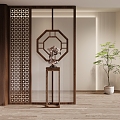 New Chinese-style partition porch partition wall 3d model