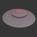 Silver Circular Spacecraft Design With Layered Metallic Structure For Cosmic Exploration