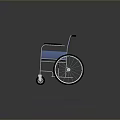 Blue Wheelchair With Metal Frame Fabric Seat Black Armrests And Spoked Wheels