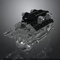 Highly Detailed 3D Engine Model With Mechanical Components Pipes And Casing