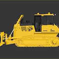 Yellow Komatsu Bulldozer Model With Tracks And Front Blade