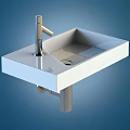 Modern White Washbasin with Sleek Design and Chrome Faucet on Countertop