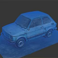 Old Blue Small Car With Worn Rusty Exterior On Gray Platform 3d model