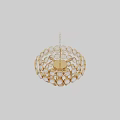Elegant Luxurious Crystal Chandelier With Gold Frame And Spherical Decorative Elements