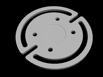 Gray Circular Mechanical Component With Central Hub Four Holes And Symmetrical Notches 3d model