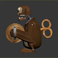 Cartoon Style Brown Monkey Game Movie Character With Large Ears And Playful Design