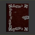 Vintage Red Cover Book With Blue Floral Patterns And Silver Lock And Key