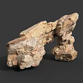 Natural Rock Formation With Weathered Texture And Arch Structure In Beige Brown Tones