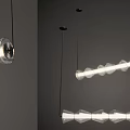 Modern Transparent Glass Pendant Lights With Geometric Shape Hanging Illuminated Design