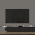 Modern TV Stand with Flat Screen TV Decorative Vase and Table Lamp in Living Room