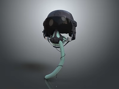 Tactical Weapon Helmet with Full Face Protection Mask and Breathing Tube System 3d model
