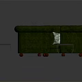 Green L shaped Sofa With White Cushions And Wooden Coffee Table Set With Metal Legs