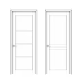White Hinged Doors With Modern Simple Panel Design And Silver Handles For Interior 3d model