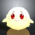 Cute White Fluffy Chick With Big Red Eyes And Soft Plush Texture 3d model