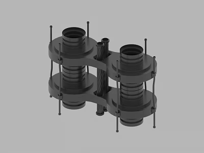 Mechanical Component With Two Cylindrical Parts And Metal Brackets 3d model