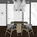Minimalist Modern Dining Table Set With Round Wooden Top Gray Chairs And Pendant Light