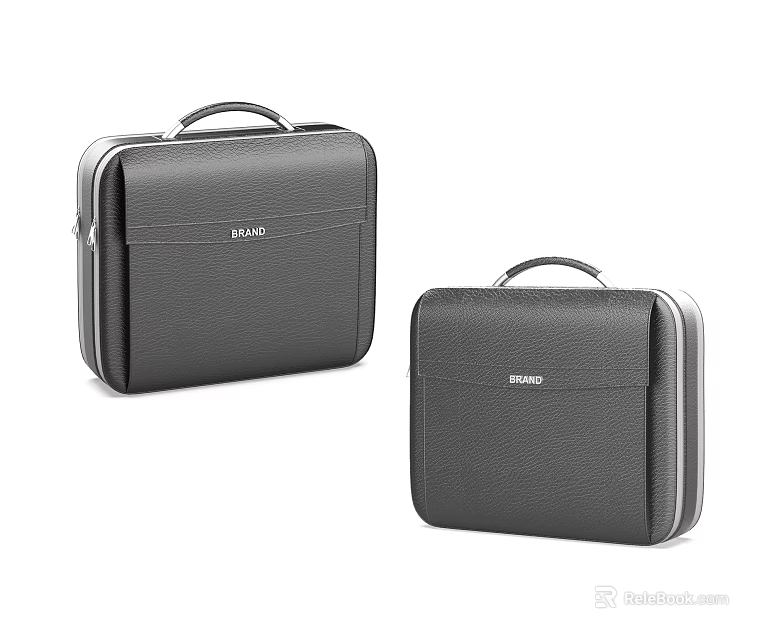 BAYKO Black Leather Handheld Suitcases Two Stylish Portable Luggage Set 3d model 