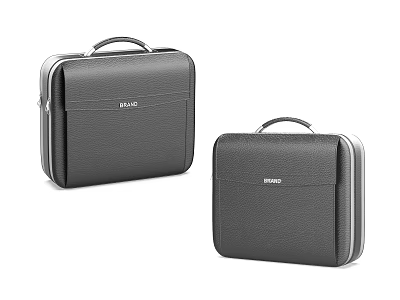 BAYKO Black Leather Handheld Suitcases Two Stylish Portable Luggage Set 3d model