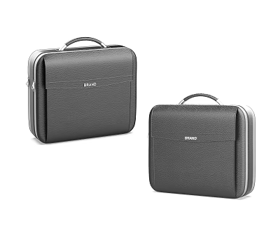 BAYKO Black Leather Handheld Suitcases Two Stylish Portable Luggage Set 3d model