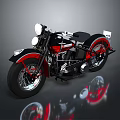 Classic Black And Red Motorcycle With Round Headlight Chrome Details And Retro Design