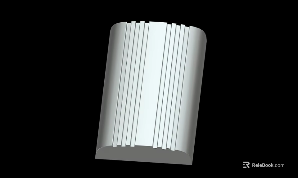 White 3D Model With Vertical Stripes And Curved Edges Structural Design 3d model 