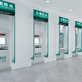 Modern Bank Interior With Self Service Payment And Cash Withdrawal Terminals