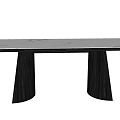 Modern Black Dining Table With Sleek Surface And Unique Conical Legs 3d model