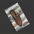 Classic Brown Leather Cowboy Boots Placed On Neat Stack Of Colorful Banknotes